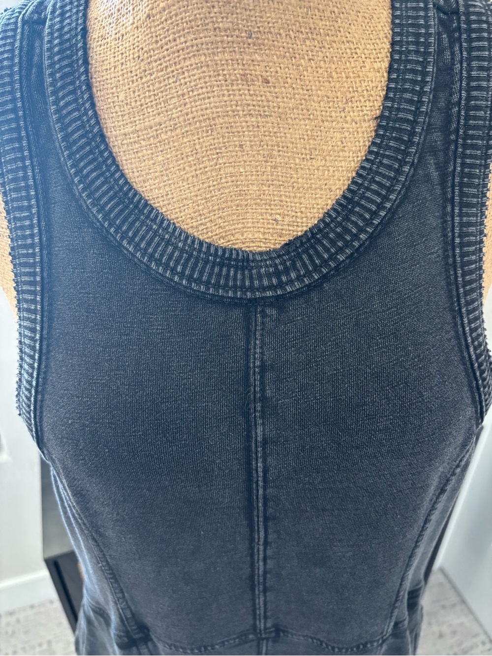 Anthropology Washed Cotton Black Sleeveless Jumper with adjustable leg length - Picture 6 of 11